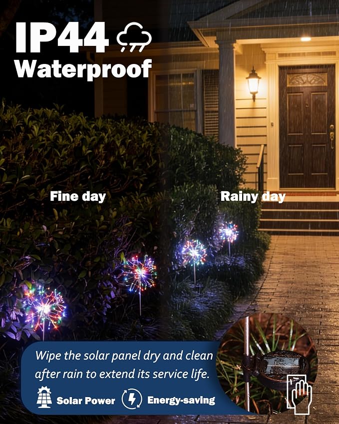 Solar Garden Lights Outdoor Yard Decorations, 4 Pack 150Leds Pathway Light - Image 6