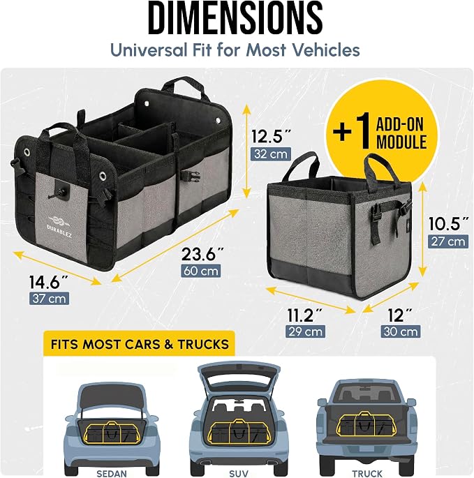 3-Section Modular Trunk Organizer XL – Car Storage - Image 2