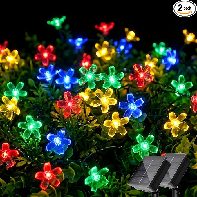 ITICdecor 2 Pack 50 LED Solar String Lights Outdoor Waterproof Flower Solar by ITICdecor