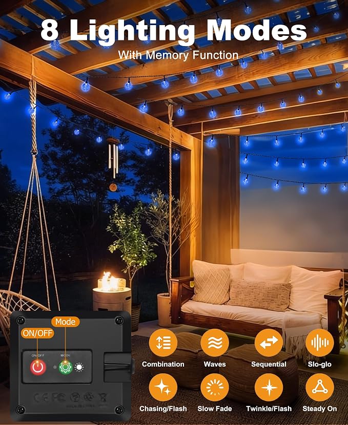 btfarm 2 Pack Solar String Lights Outdoor Waterproof, Total 98 FT 100 LED Solar - Image 5