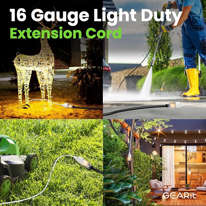 GEARit 25 Ft Extension Cords 16/3 Gauge 360° Rotating Plug Outdoor/Indoor SJTW - Image 2