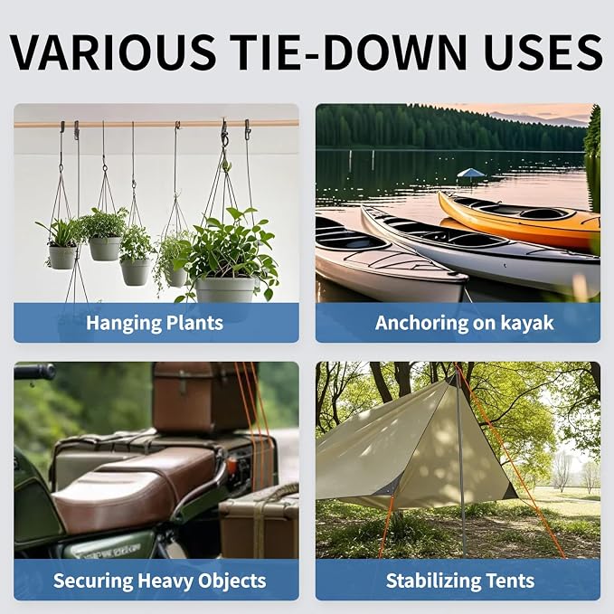 Longer 18ft Ratchet Straps Ropes Tie Down Rope Strap Small Mini Reflctive - Image 2