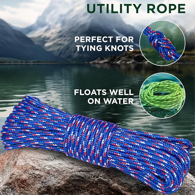 TECEUM Rope – 90 Feet x 1/4 Inch – Patriot Mix – Strong All-Purpose Utility - Image 3