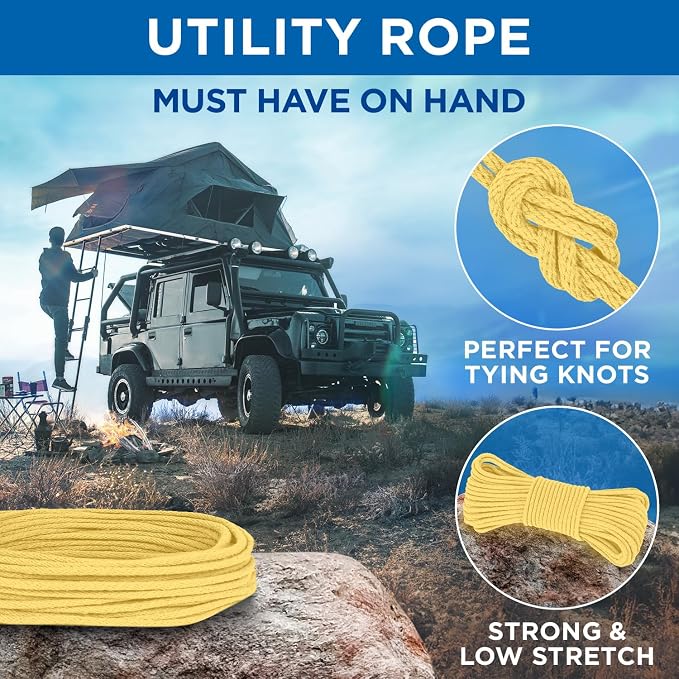TECEUM Cotton Rope 3/16” – 100 FT – Strong All-Purpose Braided Rope – Natural - Image 6