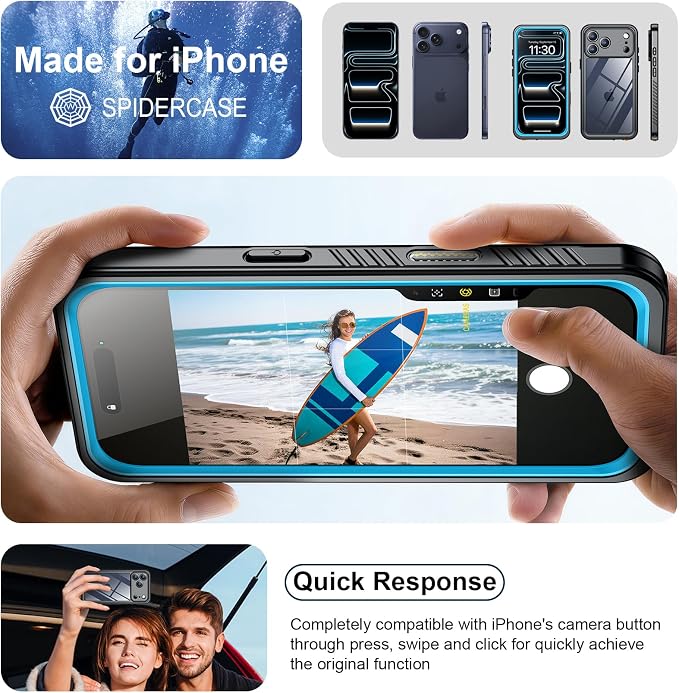 SPIDERCASE for iPhone 17 Pro Case Waterproof, Built-in Lens & Screen Protector - Image 7