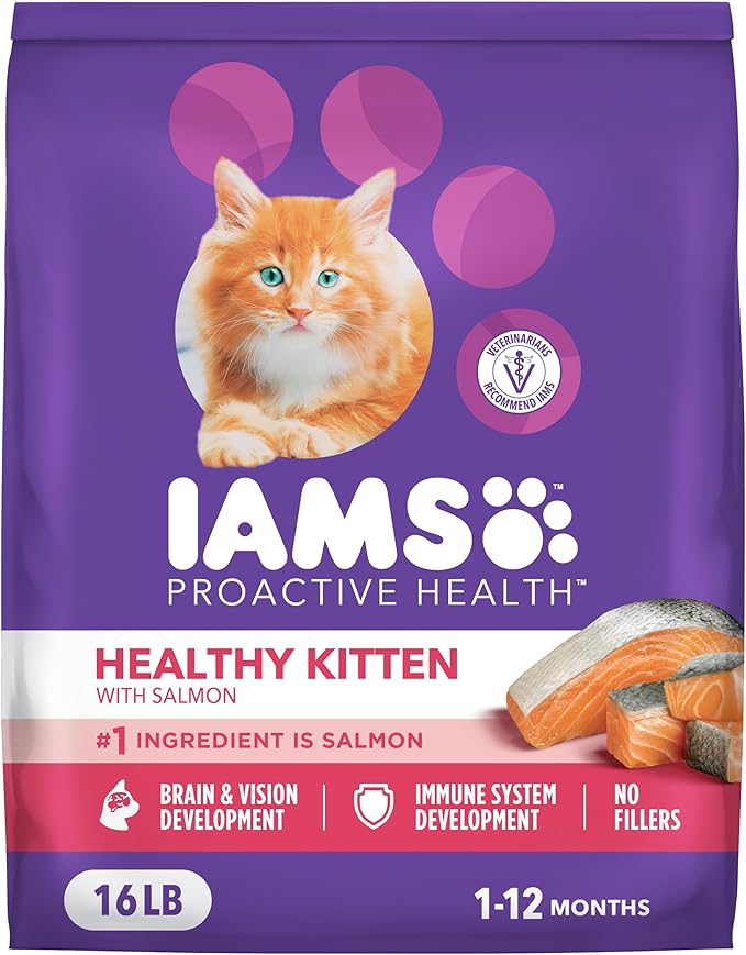 IAMS Proactive Health Healthy Kitten Dry Cat Food Salmon Recipe, 16 lb. Bag by IAMS