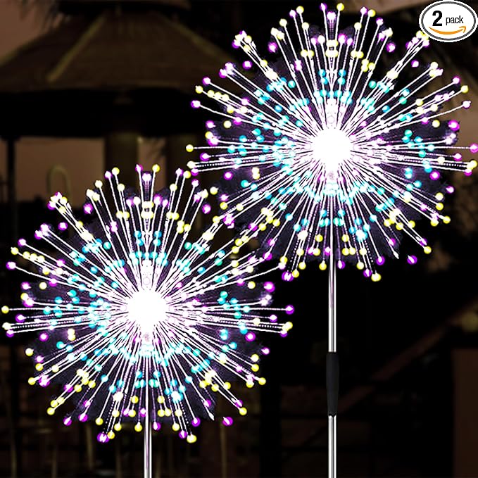 JJGoo Solar Firework Lights, 2 Pack 150 LEDs 2 Lighting Modes Solar Lights by JJGoo