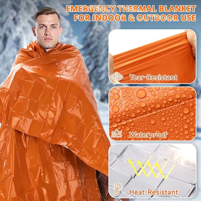 SecuCaptain Survival Emergency Thermal Blankets: Thicken 28um Space Mylar - Image 4