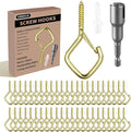 60 Pcs Gold Eye Hooks Screw Heavy Duty, Ceiling Hooks by Unknown