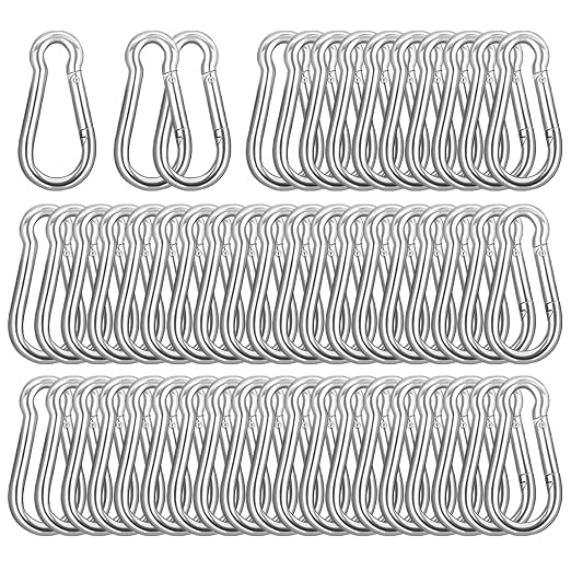 2.36'' Carabiner Clips, 1/4 Inch Heavy Duty Galvanized Steel Spring Snap Hook by HANDRERLEE