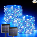 JMEXSUSS 2 Pack Blue and White Solar Christmas Lights, Each 33FT 100 LED Solar by JMEXSUSS