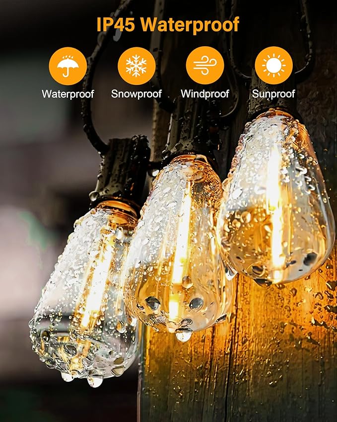 Doukedge String Lights for Outside, 150FT Patio Lights Outdoor Waterproof - Image 3