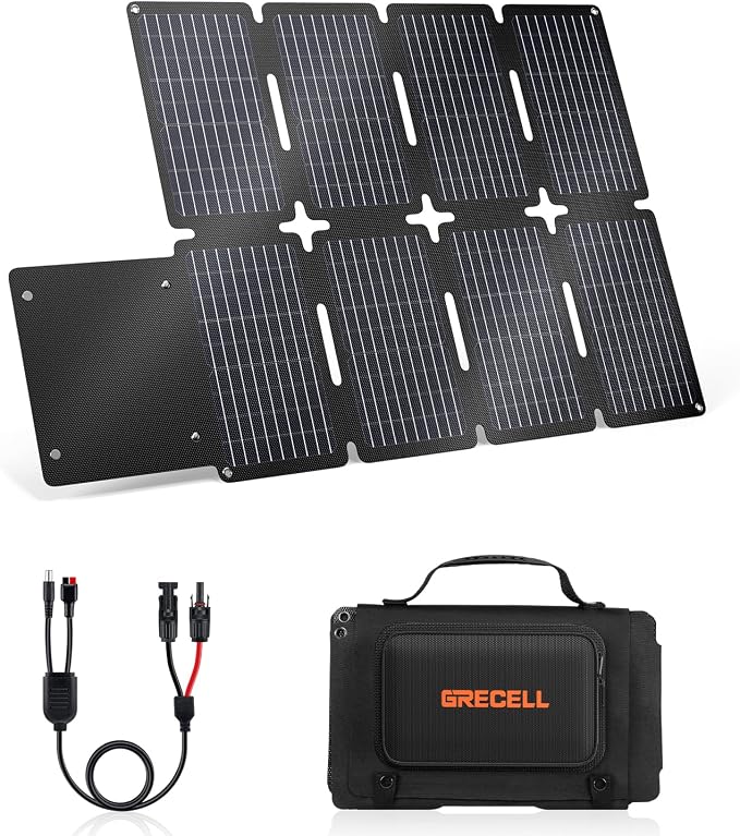 GRECELL 80W Foldable Solar Panel, Portable Solar Charger by GRECELLPOWERSTATION