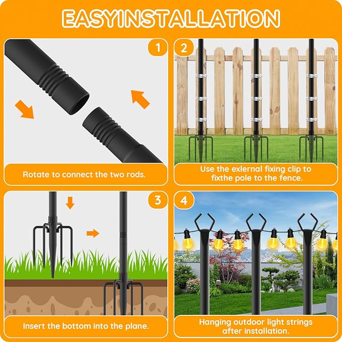 AHRLHR 4 Pack String Light Poles, Poles - Image 7