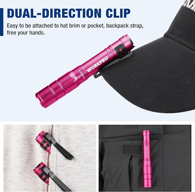 WORKPRO Rechargeable Pen Light, Mini Flashlight, 2 Pack Ultra-Compact EDC - Image 5