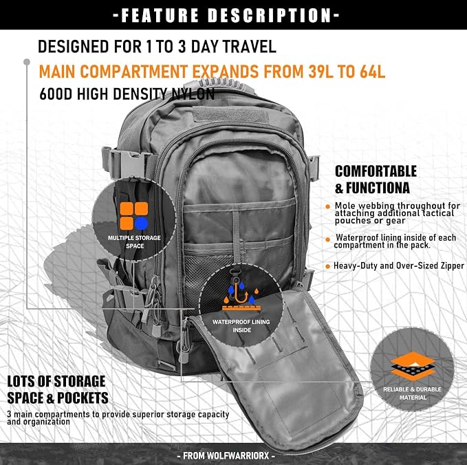 Miramrax Tactical Backpack Military Army Daypack - Image 5