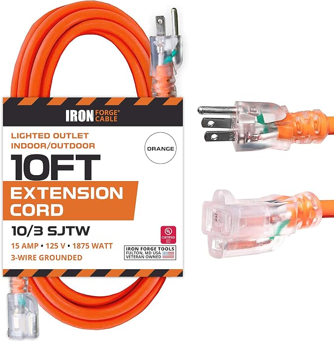Iron Forge Cable Lighted Outdoor Extension Cord 10 Ft by IronForgeCable