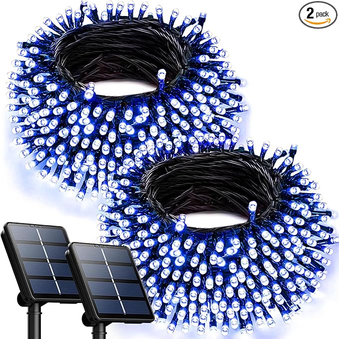 OZS 2PK 240LED Solar String Lights Outdoor Waterproof | Solar Christmas Lights by OZS