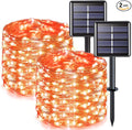 JMEXSUSS 2 Pack Solar Halloween Lights, 33ft 100 LED Orange Halloween Lights by JMEXSUSS
