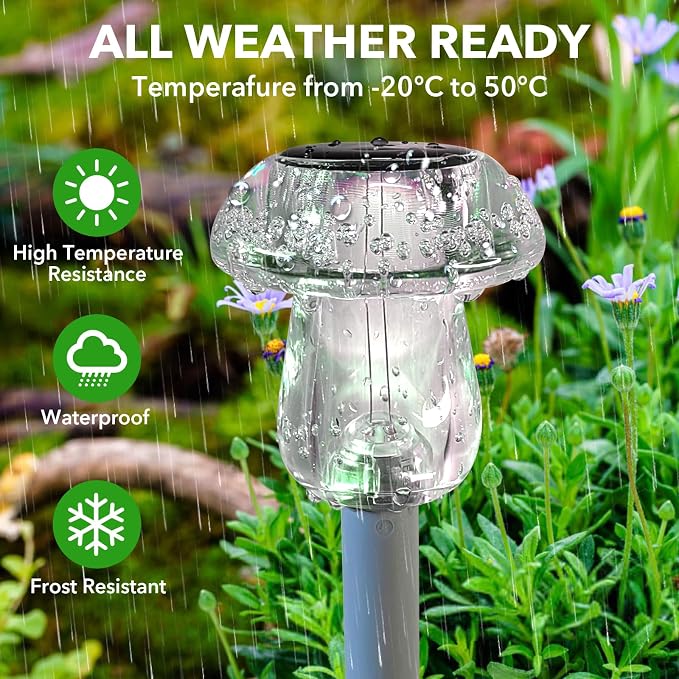 Benany Solar Lights Outdoor, 16 Pack Mushroom Lights Outside Waterproof - Image 6