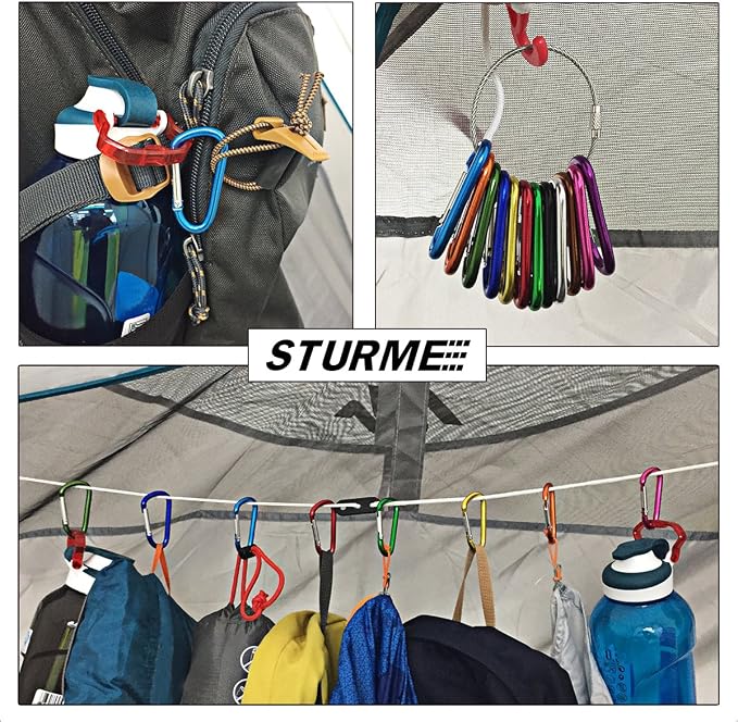 STURME 2" Aluminum D Ring Carabiners Clip D Shape Spring Loaded Gate Small - Image 7