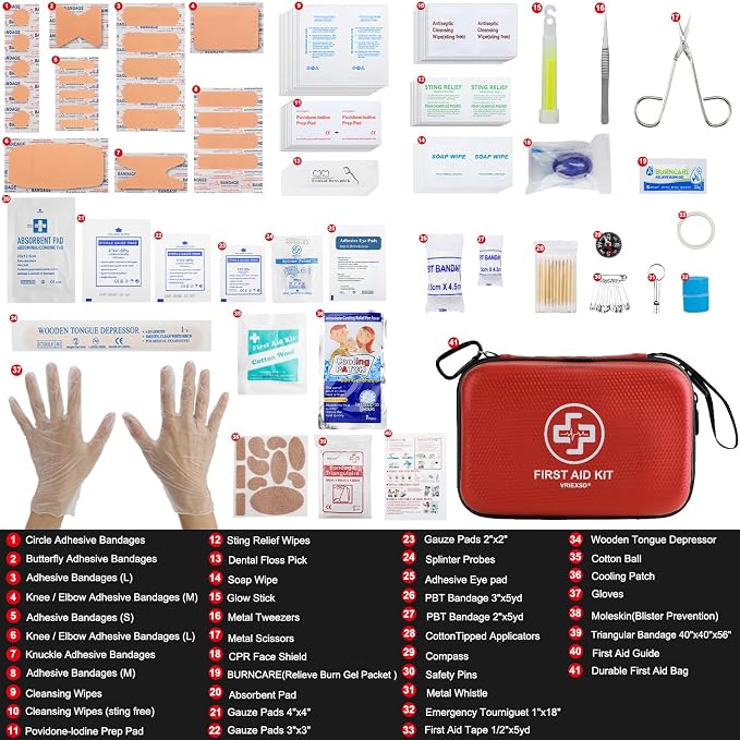 VRIEXSD Premium First Aid Kit, 320 Piece Waterproof Hard Shell Eva First Aid Kit - Image 3