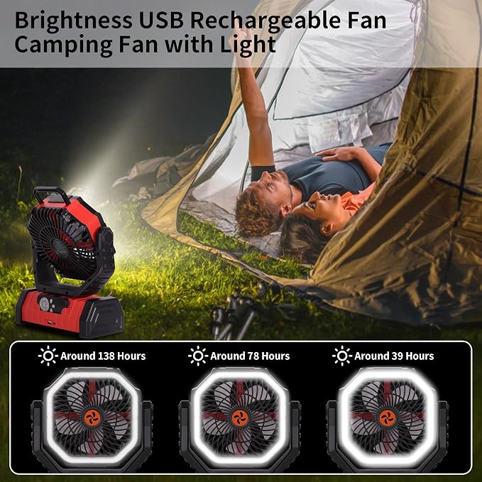 Battery Powered Fan Portable, 20000mAh Rechargeable Camping Fan - Image 4