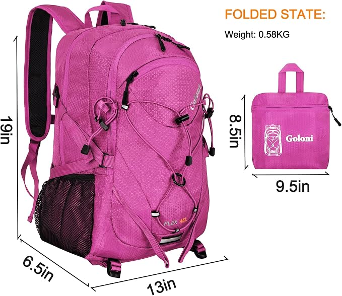 Goloni 45L Hiking Backpack Lightweight Foldable, Waterproof Camping Backpack - Image 2