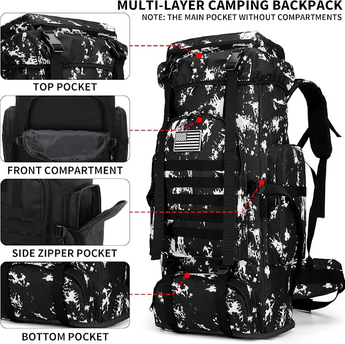 Hiking Backpack for Men 70L/100L Camping Backpack Military Rucksack Molle 3 - Image 3