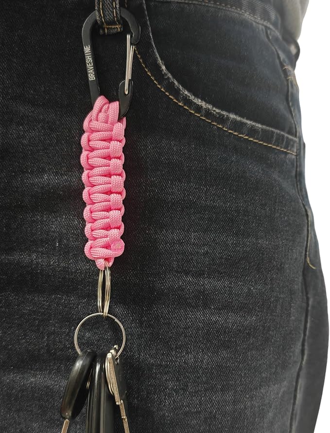 BRAVESHINE Paracord Keychain Carabiner Clip, D Ring Lanyard Hanger Stroller Hook - Image 5
