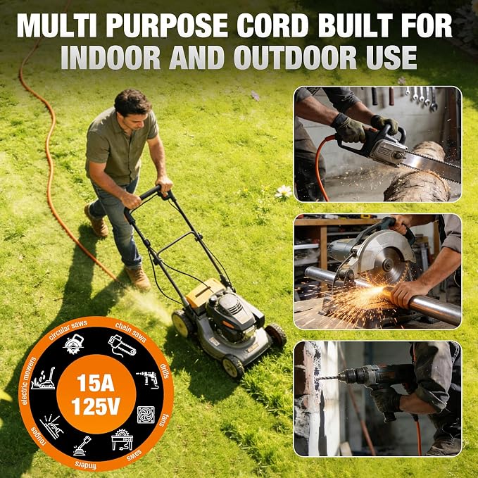 Outdoor Extension Cord 100 FT Waterproof, 12/3 Gauge Heavy Duty 3 Prong Power - Image 9