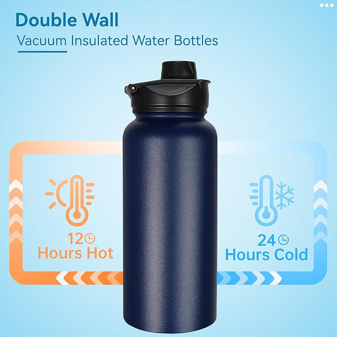 VEGOND 32 oz Insulated Water Bottle Stainless Steel Metal Water Bottles - Image 3