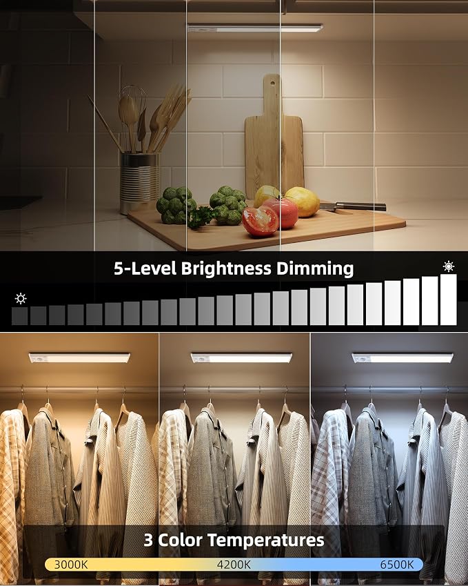EZVALO 10inch Under Cabinet Lighting, 2500mAh Rechargeable Motion Sensor Lights - Image 4
