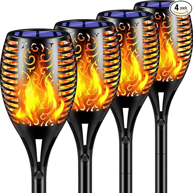 TomCare Solar Lights Outdoor 99 LED Higher & Larger Flickering Flame Solar by TomCare
