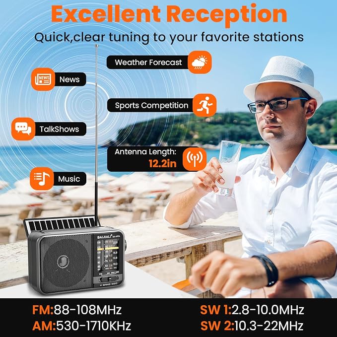 Solar-Powered Portable Radio, AM/FM/SW Radio - Image 7