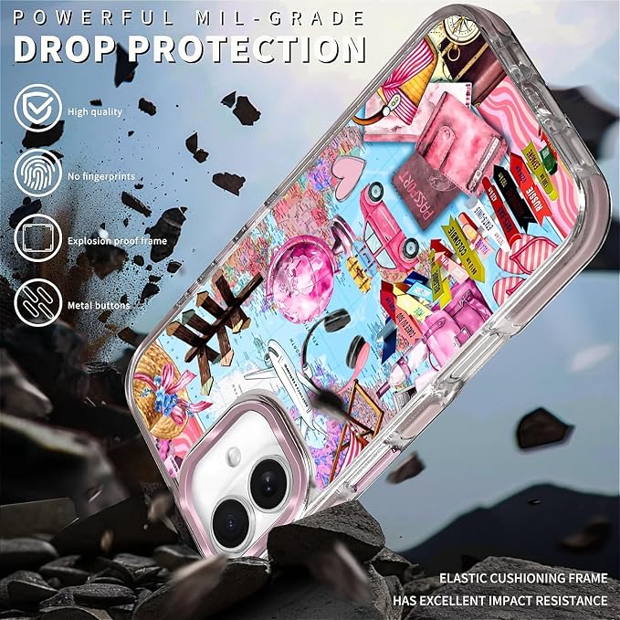 Case for iPhone 16, Cover Holiday Trip World Map Phone Case Design，for Women - Image 5