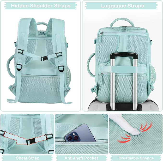 Hanples Large Travel Backpack for Women as Person Item Flight Approved - Image 6