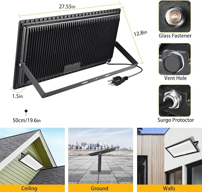 YANYCN 2 Pack 800W LED Flood Light Outdoor, 3750W Equivalent Super Bright - Image 6
