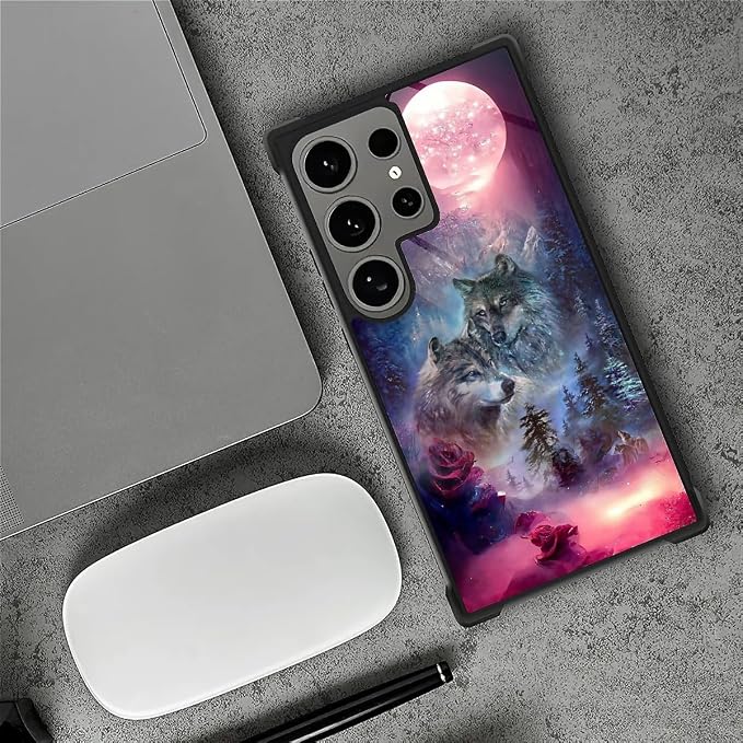 for Samsung Galaxy S24 Ultra Case, Star Two Wolfs Howling Pattern Graphic - Image 2