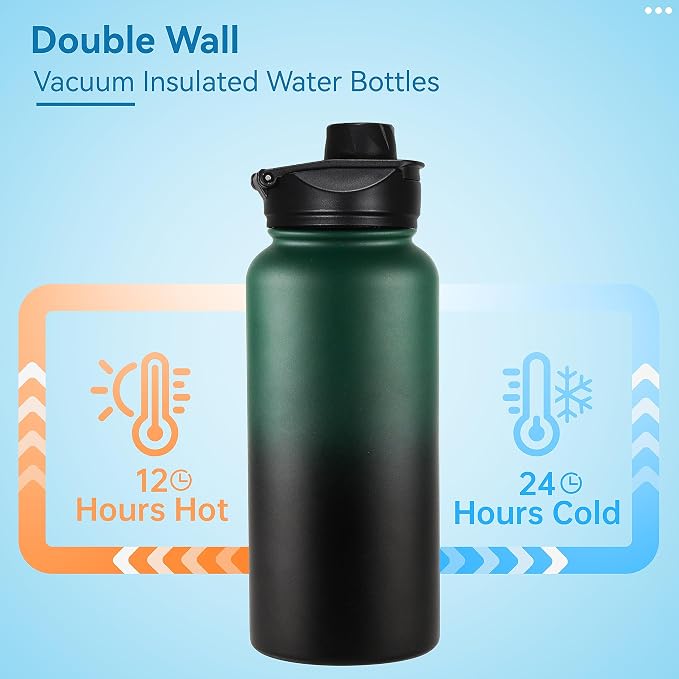 VEGOND 32 oz Insulated Water Bottle Stainless Steel Metal Water Bottles - Image 3