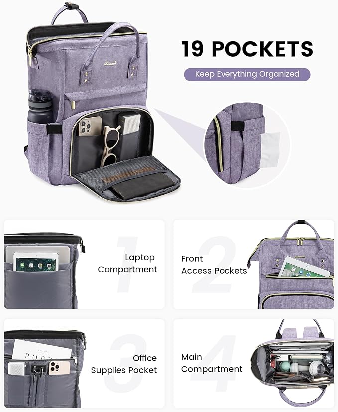 LOVEVOOK College Laptop Backpack, 15.6 Inch Travel Backpack - Image 3