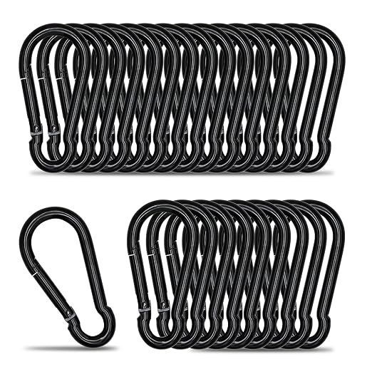 Small Carabiner Clip Hook, 1.97 inch 25 pcs Black Heavy Duty Spring Snap Hook by KINLINK