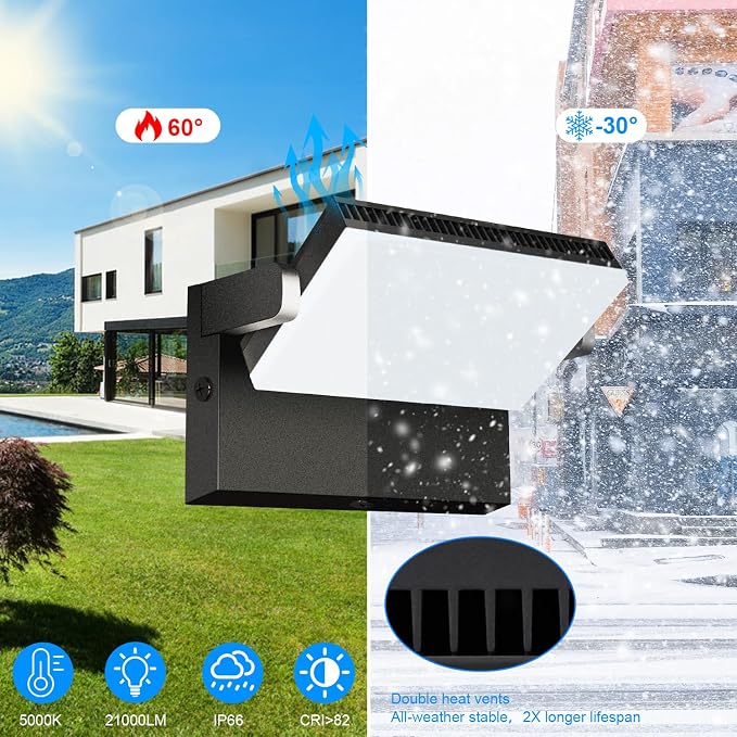 ledmo LED 150W Wall Pack Light Outdoor Switch Control Freely Rotating LED Wall - Image 8