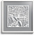Washington D.C.s Cut Map framed by O3 Design Studio, 18x18 inches, paper by O3DESIGNSTUDIO