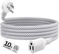16 Gauge Braided Extension Cord 10 FT, 16/3 Flat Plug Power Cord Indoor by Seeklyze