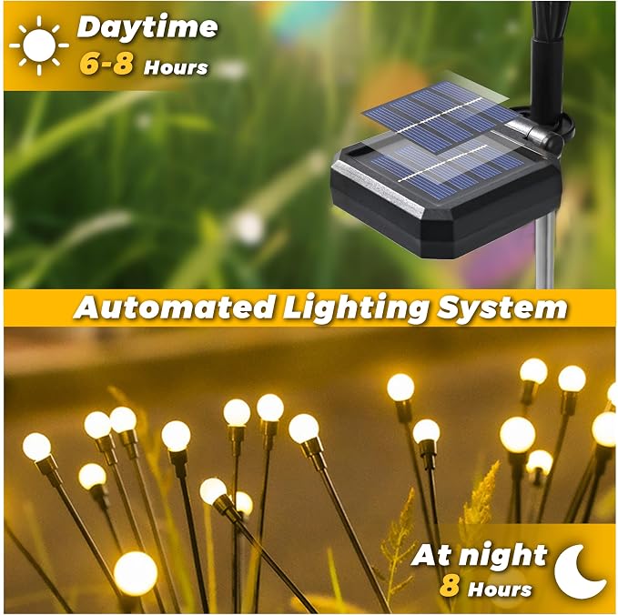 Solar Lights Outdoor-6Pack 48LEDs Solar Garden Firefly Lights Outside, Solar - Image 7