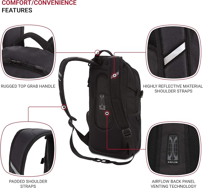 SwissGear 3598 Backpack, Narrow Daypack, Dark Grey - Image 2