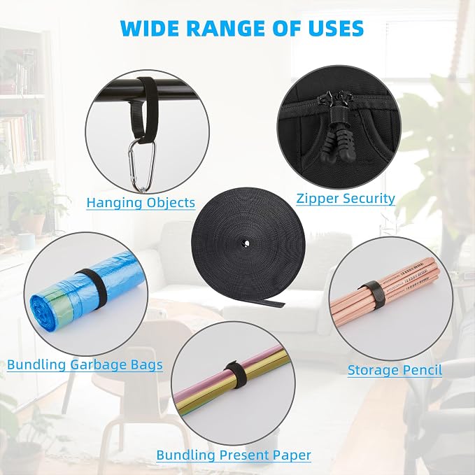125 ft x 1/2 inch Hook and Loop Roll, Reusable Fastening Cable Ties, Office and - Image 6