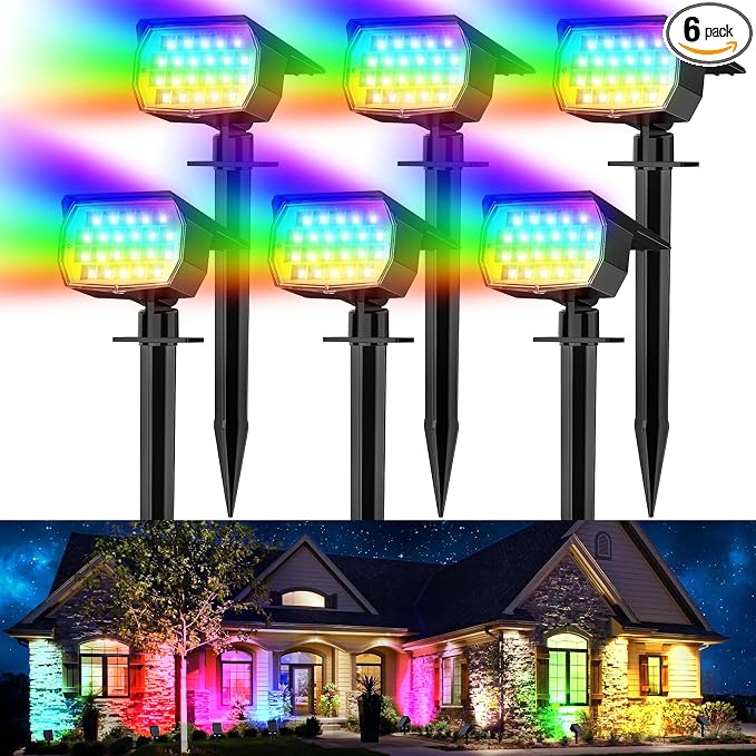 WENATY Solar Spot Lights Outdoor Color Changing, Christmas Landscape Spotlights by WENATY
