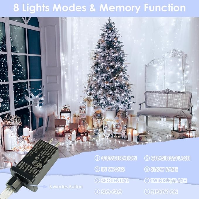 33Ft 100LED Fairy Lights Plug in, Waterproof String Lights Outdoor & Indoor 8 - Image 3